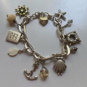 Brighton Nantucket Starfish Shell Anchor Let your Dreams Set Sail Charm Bracelet
